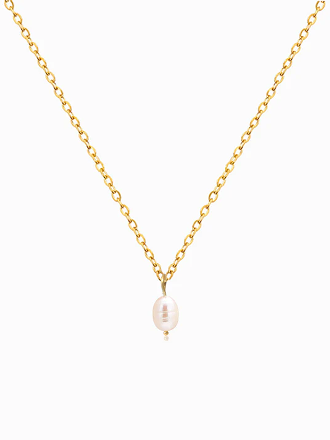 Freshwater Pearl Necklace - Stainless Steel - Gold Plated 1