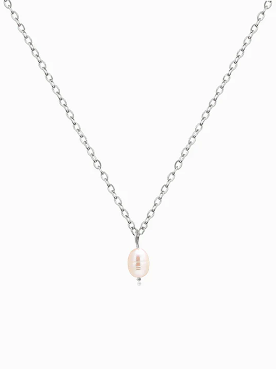 Freshwater Pearl Necklace, Stainless Steel - Silver 1
