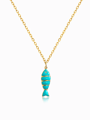 Colar com Sardinha azul - aço inoxidável