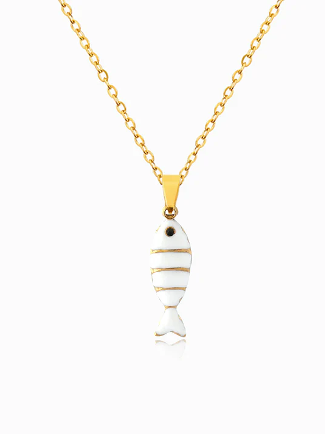 Necklace with white sardine design - stainless steel 1