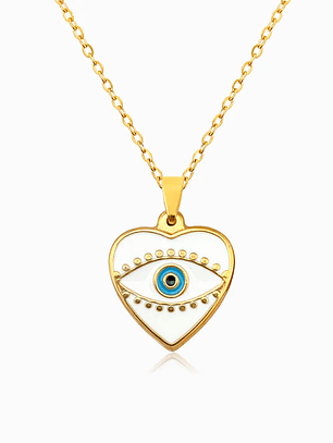 Turkish Eye necklace, stainless steel with enamel.