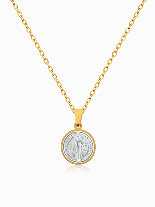 Saint Benedict necklace, stainless steel.