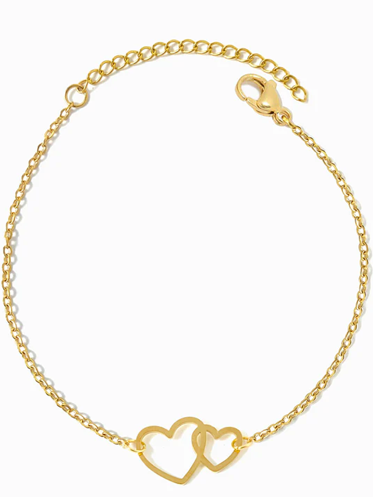 Pulseira com Corações aço inoxidável - Dourado 1