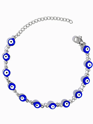 Bracelet with Turkish Eye design - stainless steel - Silver