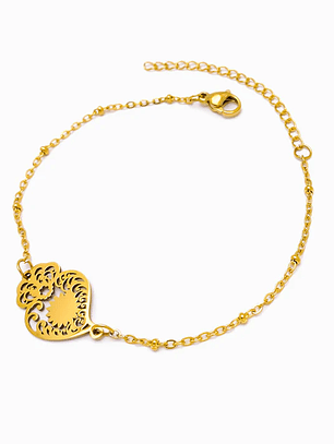 Pulseira Coração de Viana aço inoxidável - Dourado