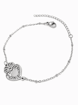 Pulseira Coração de Viana  aço inoxidável - Prateado