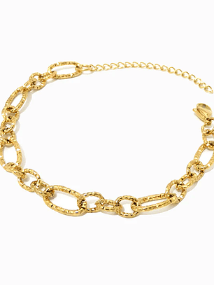 Pulseira Elo com Detalhes  - aço inoxidável