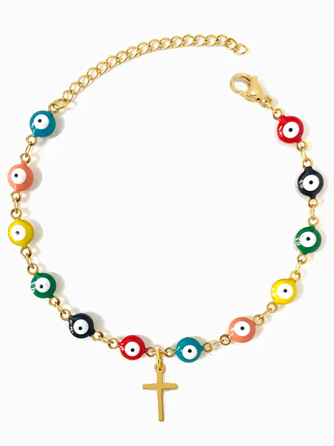 Turkish Eye Bracelet with Cross - Stainless Steel 1