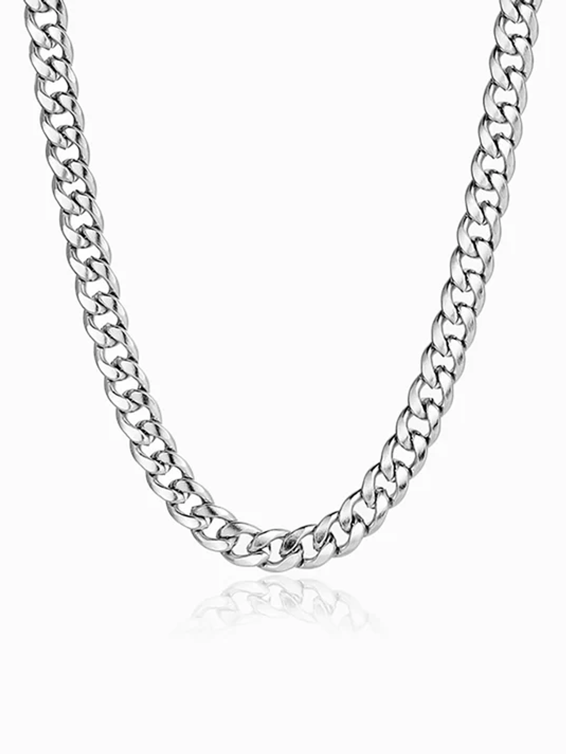 Men's Cuban Chain Necklace 10mm Stainless Steel - Silver 1
