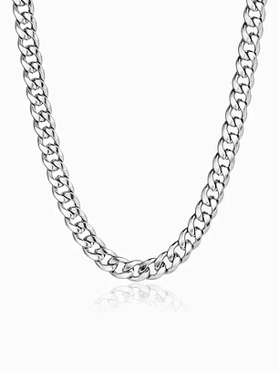 Colar Corrente Cubana para Homem 10mm  aço inoxidável - Prateado