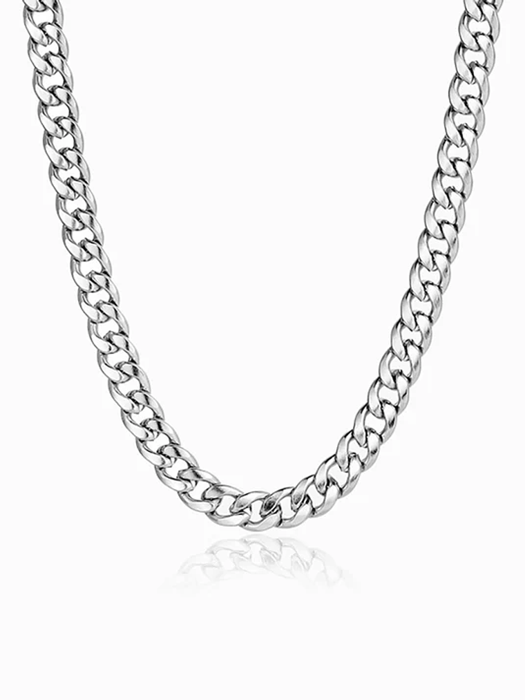 Men's Cuban Chain Necklace 10mm Stainless Steel - Silver 1