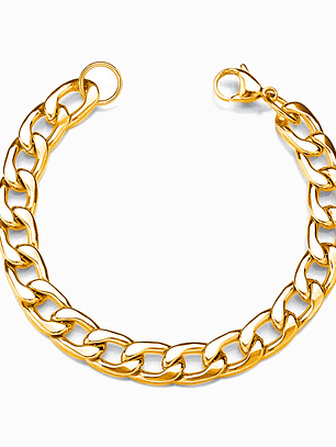 Pulseira Cubana para Homem 10mm - aço inoxidável - Dourado