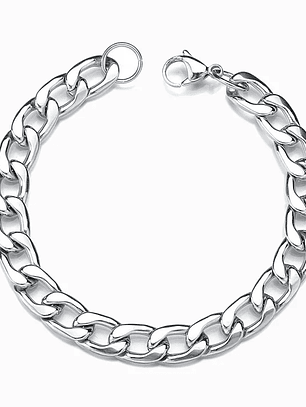 Pulseira Cubana para Homem 8mm aço inoxidável - Prateado