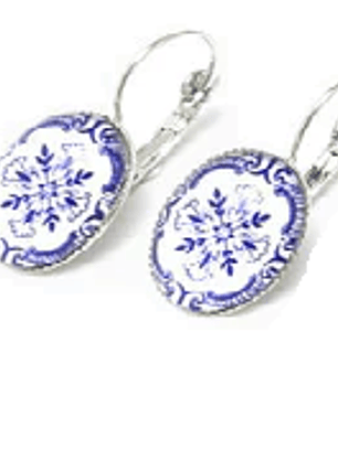 Brincos azulejos portugueses ovais