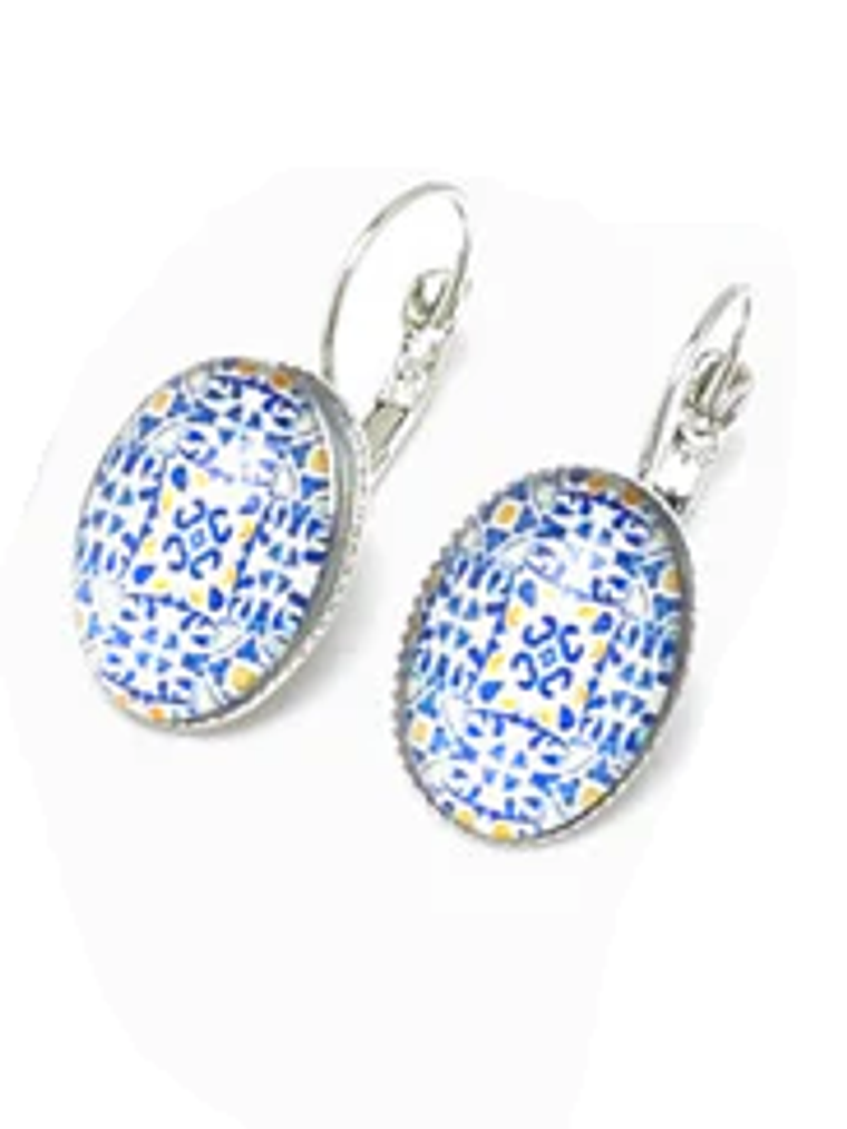 Brincos azulejos portugueses ovais 1