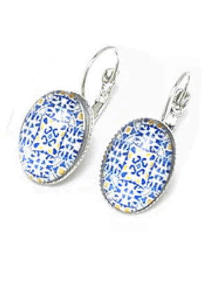 Brincos azulejos portugueses ovais