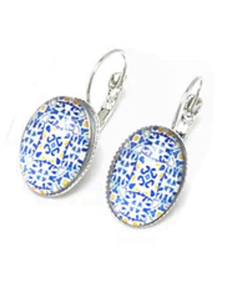 Brincos azulejos portugueses ovais 2