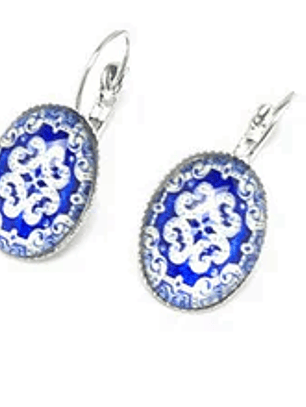 Brincos azulejos portugueses ovais