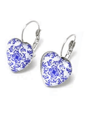 Brincos azulejos portugueses coração