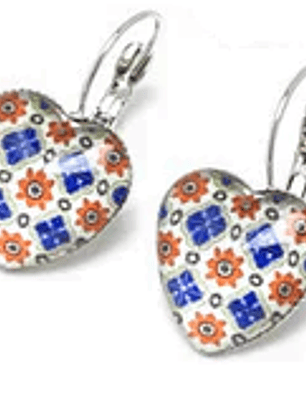 Brincos azulejos portugueses coração