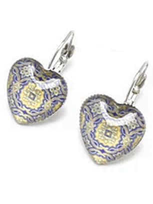 Brincos azulejos portugueses coração