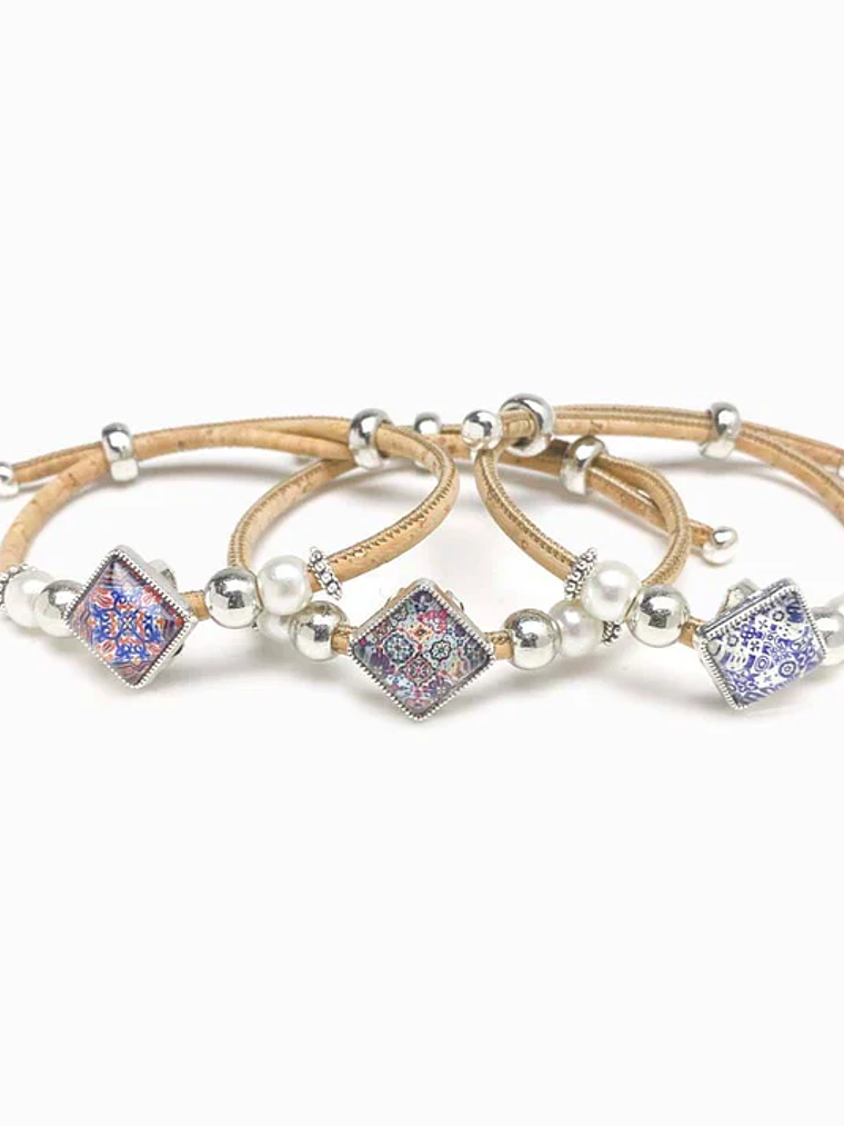 Pack of 3 Adjustable Cork Bracelets with Mandala 1