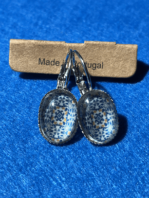 Brincos azulejos portugueses ovais