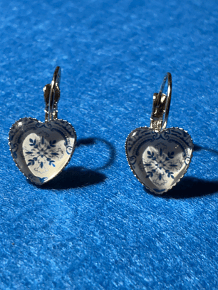 Brincos azulejos portugueses coração