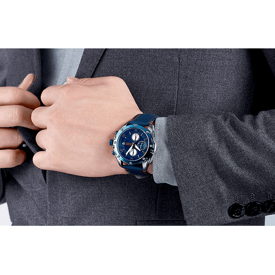 Reloj Marca Megir Original Para Hombre Joyas De Pulso Cronografos Reloj Megir 2074 Hombre Acero Azul 