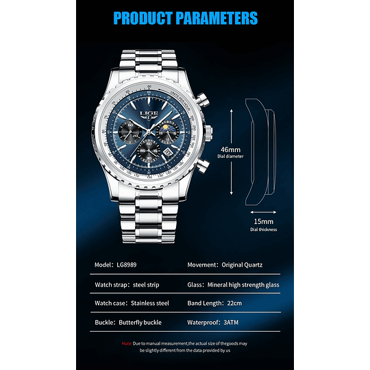 Reloj Marca Lige Original De Hombre Cronografos Activos De Pulso Ref 8989MN