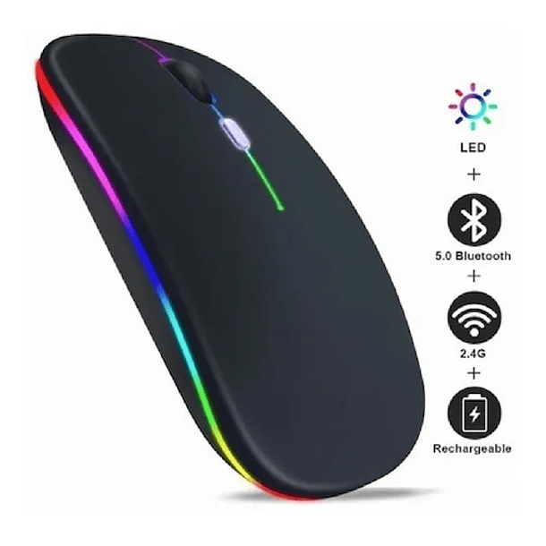 Mouse Bluetooth Recargable con led RGB