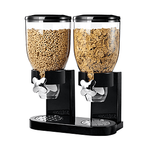 Dispensador de Cereal despachador Doble alimentos y Semillas color negro