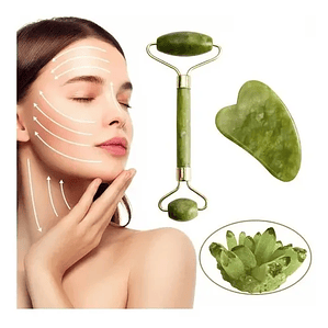Rodillo Masajeador Facial De Jade Relajación Guasha