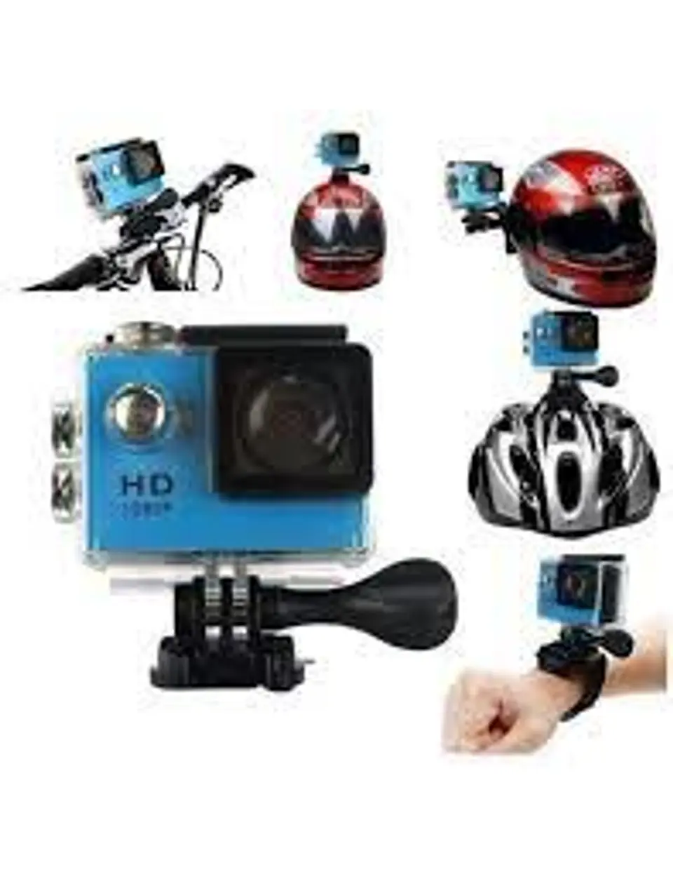 Camara Tipo GoPro 1080mp Sumergible con Accesorios Color Azul 2