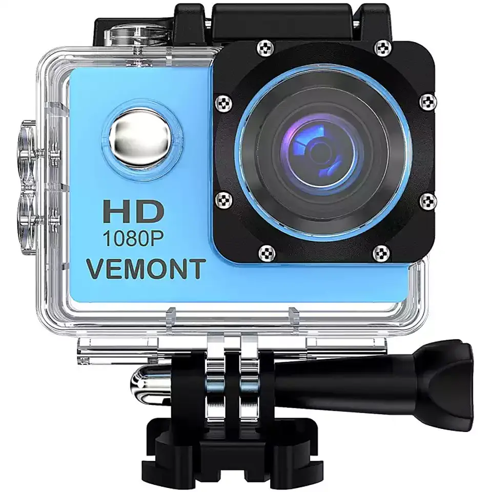 Camara Tipo GoPro 1080mp Sumergible con Accesorios Color Azul 1
