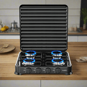 Cocina A Gas Sokany Encimera 4 Platos 4 Quemadores Portatil Negro