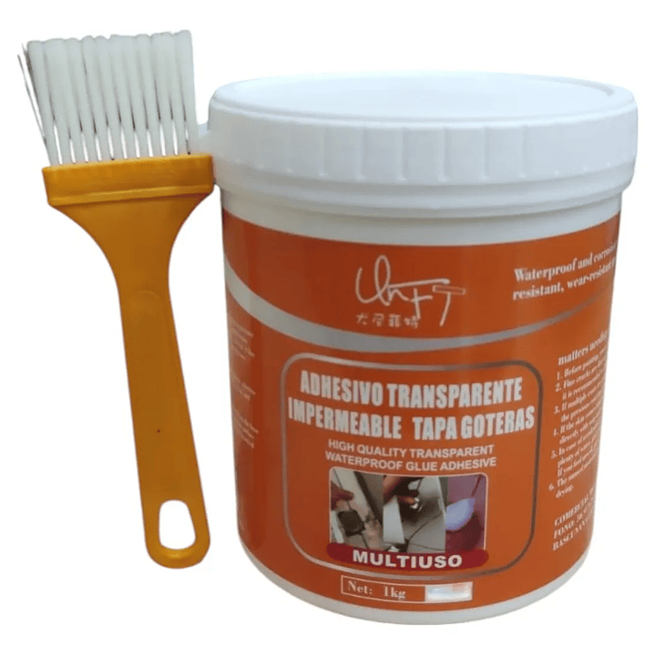 Adhesivo Transparente Impermeable Tapa Gotera 1kg 1