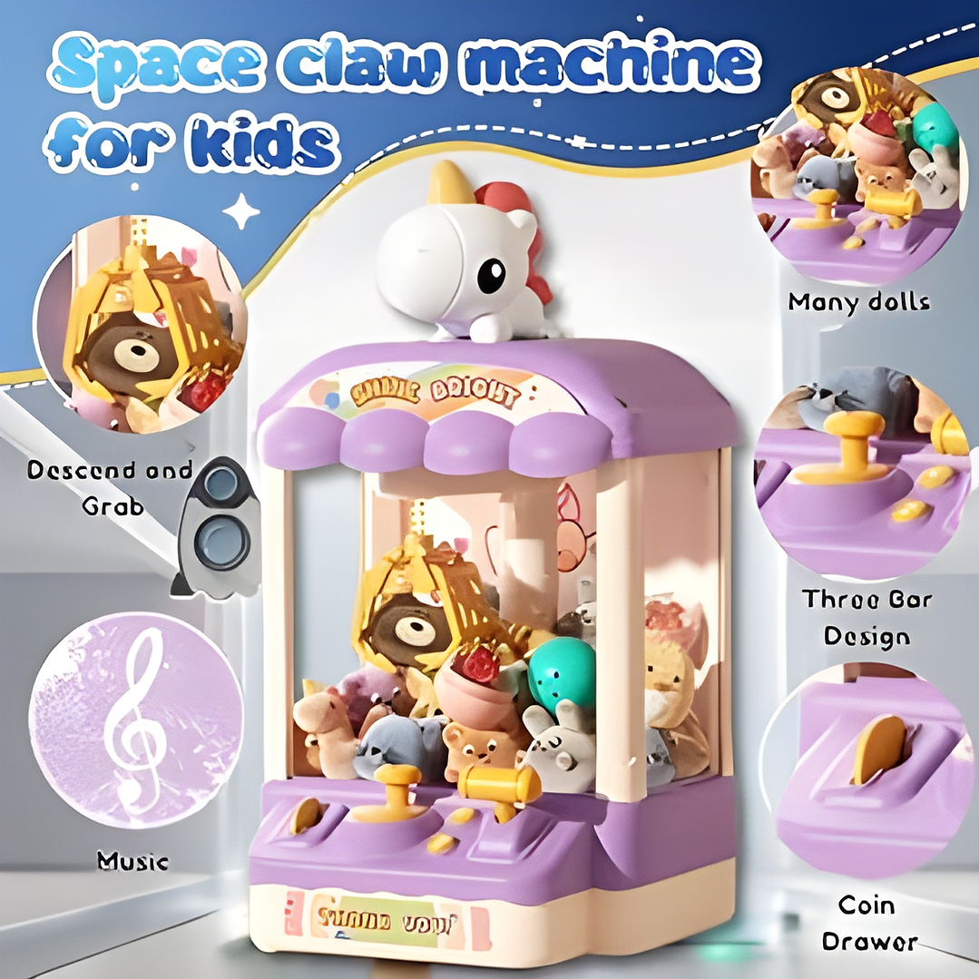 Mini Máquina De Juegos Agarra Saca Peluches Kawai Unicorn Purple 5