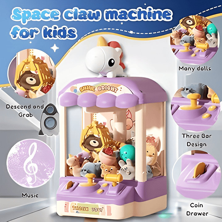 Mini Máquina De Juegos Agarra Saca Peluches Kawai Unicorn Purple 5