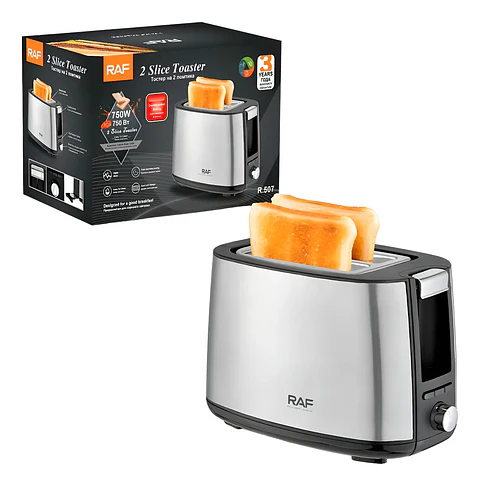 Tostador De Pan 2 Rebanadas Calentador Eléctrico Raf R-507 Color Negro