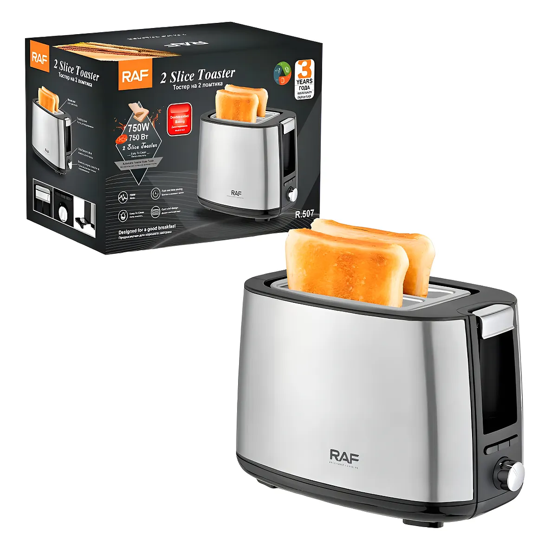 Tostador De Pan 2 Rebanadas Calentador Eléctrico Raf R-507 Color Negro 1