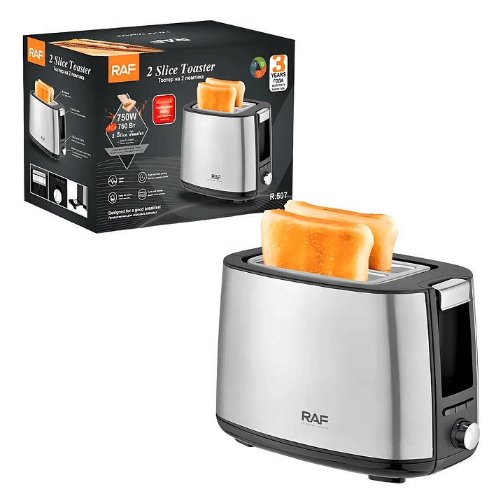 Tostador De Pan 2 Rebanadas Calentador Eléctrico Raf R-507 Color Negro 1