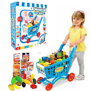 Carrito de Supermercado Niños con Accesorios +56pcs color Azul