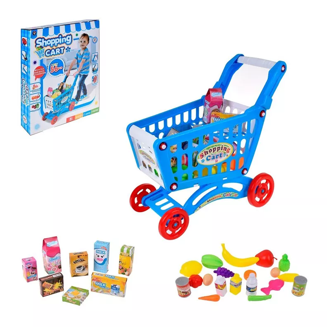 Carrito de Supermercado Niños con Accesorios +56pcs color Azul 3