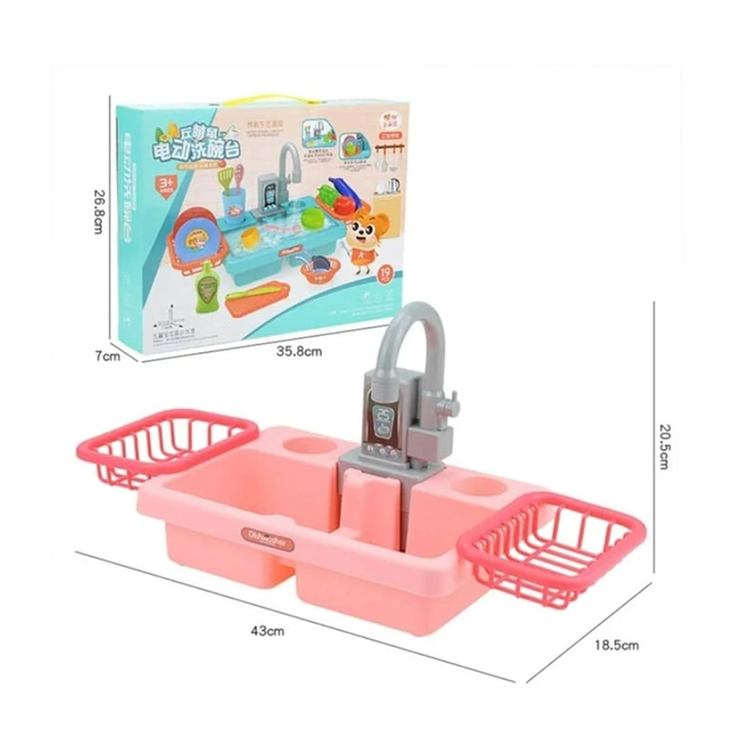 Mini Lavavajillas Infantil Con Accesorios Rosado 2