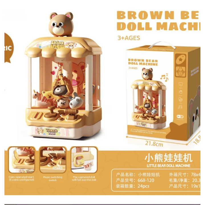 Mini maquina de Garra saca peluche de osito Marron 3