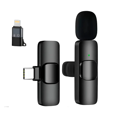 Micrófono Lavalier Inalámbrico USB-C / Lightning para Celular – Negro