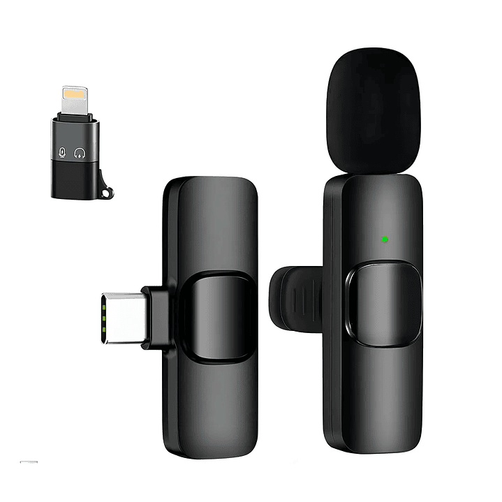 Micrófono Lavalier Inalámbrico USB-C / Lightning para Celular – Negro 1