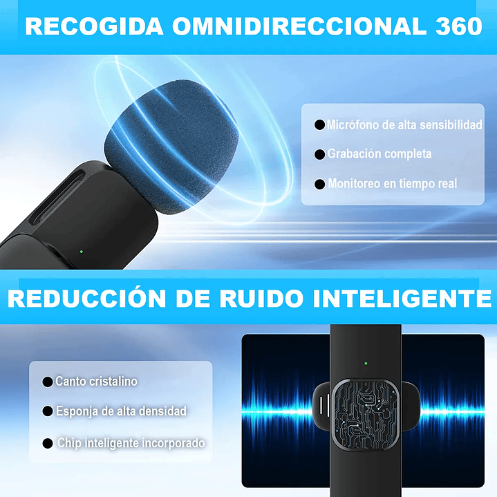 Micrófono Lavalier Inalámbrico USB-C / Lightning para Celular – Negro 3