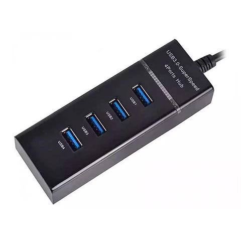 Hub 3.0 4 puertos USB 30cm Luz Led Negro